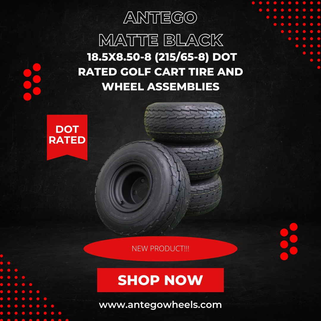 Discover the New 18x8.50-8 Matte Black DOT Rated Golf Cart Tire and Wheel Assemblies at Antego Wheels antego-wheels