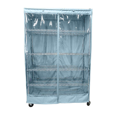 Storage Shelving Unit Cover, fits racks 48"W x 18"D x 72"H one side see through panel in Glacier Blue