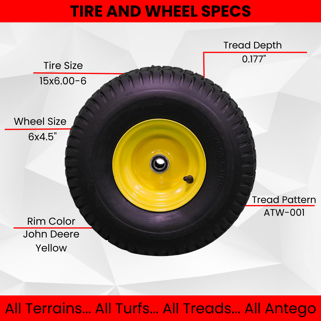 Antego Tire And Wheel 15x6.00-6 4 PLY Turf Tires For Lawn & Garden  Set Of Two Atw 003