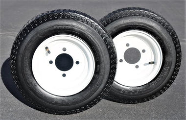 Set of Two 4.80-8 White Trailer Tire Assemblies - 0