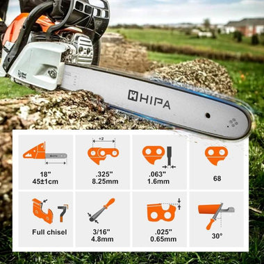 18 Inch MS250 Full Chisel Chains .325 Pitch .063 Gauge 68 DL For Stihl MS250C MS251 MS230 MS210 025 023 021 Chainsaw # 26RM3-68 - 0