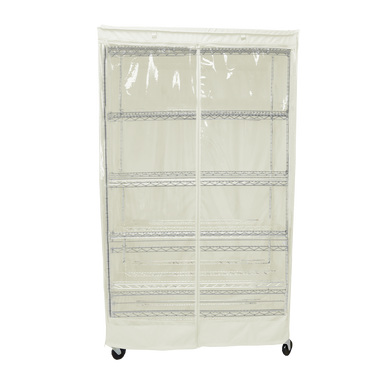 Storage Shelving Unit Cover, fits racks 36"W x 18"D x 72"H one side see through panel in Off White