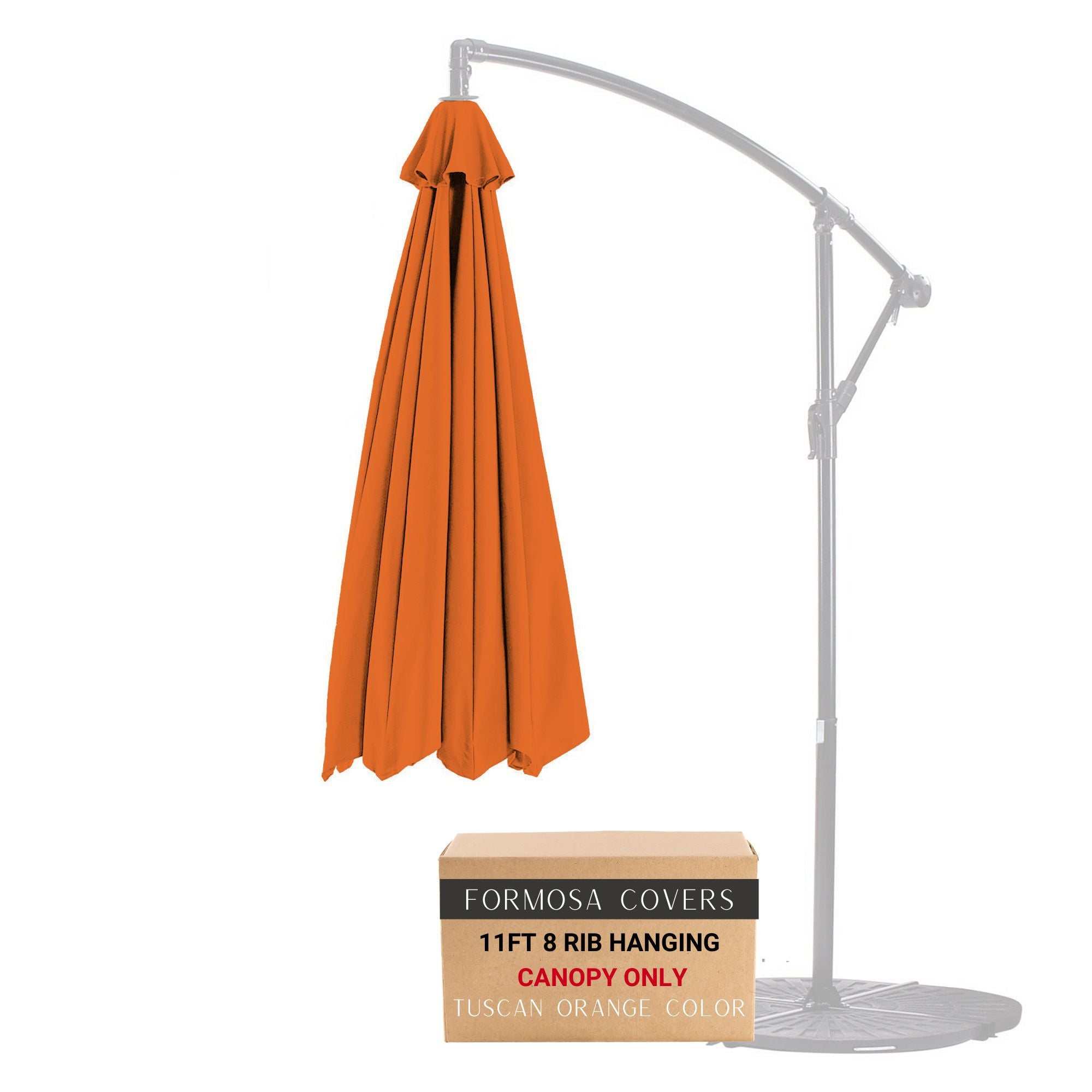 11ft Cantilever Hanging Umbrella 8 Rib Replacement Canopy Tuscan Orang