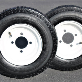 2-Pack Antego Trailer Tire On Rim 480-8 4.80-8 Load C 4 Lug White Wheel.