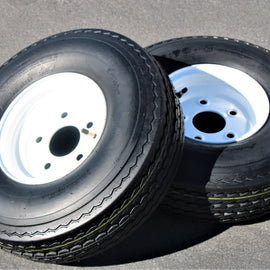 Antego 2-Pack Trailer Tire On Rim 570-8 5.70-8 Load C 5 Lug White Wheel.