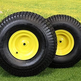 20x10.00-8 Tires with 8x7 John Deere Yellow Wheels 2 Ply for Lawn & Garden Mower Turf Tires (Set of 2).