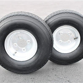 2-Pack Antego Trailer Tire On Rim 570-8 5.70-8 Load C 4 Lug Galvanized Wheel.
