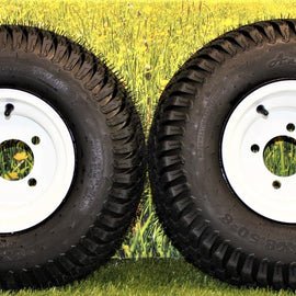 18x8.50-8 Turf Tires on 8x7 White Steel Wheels Compatible with Golf Carts and Mowers (Compatible with Toro Grandstand) (Set of 2).