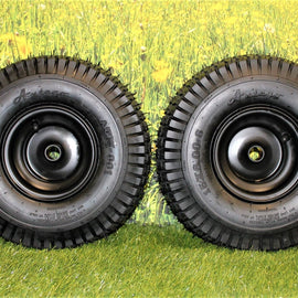 (Set of 2) Matte Black Universal Fit 15x6.00-6 Tires & Wheels 4 Ply for Lawn & Garden Mower Turf Tires .75" Bearing.
