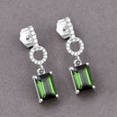 2.28 Carat Genuine Green Tourmaline and White Diamond 14K White Gold Earrings-2