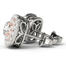 14k White and Rose Gold Cushion Shape Halo Diamond Earrings (3/4 cttw)-2