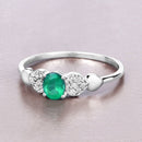 0.36 Carat Genuine Zambian Emerald and White Diamond 14K White Gold Ring-4