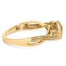 14K Yellow Gold Plated .925 Sterling Silver 1/10 Cttw Round-Cut Diamond Composite Halo Engagement Ring (I-J Color, I3 Clarity)- Size 7-2