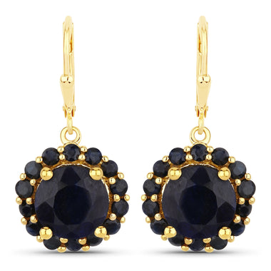 11.37 Carat Dyed Sapphire and Blue Sapphire .925 Sterling Silver Earrings