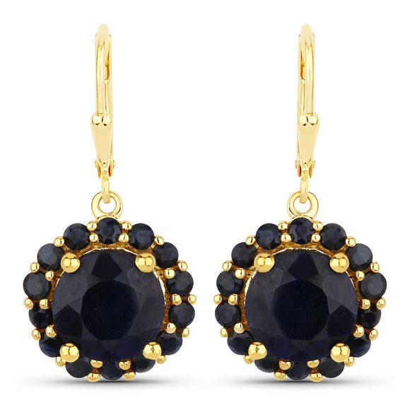 11.37 Carat Dyed Sapphire and Blue Sapphire .925 Sterling Silver Earrings