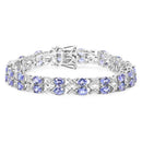 12.24 Carat Genuine Tanzanite and White Topaz .925 Sterling Silver Bracelet-2
