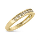 14K Yellow Gold Plated .925 Sterling Silver 1/2 Cttw Channel Set Round Champagne Diamond 11 Stone Band Ring (K-L Color, I1-I2 Clarity) - Size 7-2