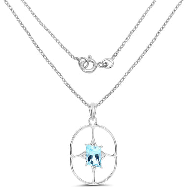 5.26 Carat Genuine Swiss Blue Topaz .925 Sterling Silver Pendant - 0
