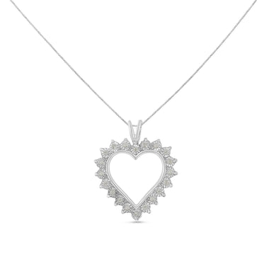 .925 Sterling Silver 1/4 Cttw Miracle Set Diamond Open Heart 18" Pendant Necklace (I-J Color, I3 Clarity) - 0