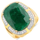 14K Yellow Gold Plated 10.51 Carat Dyed Emerald and White Topaz .925 Sterling Silver Ring-1