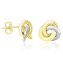 14k Two-Tone Gold Shiny Intertwined Open Circle Earrings-1