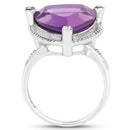 8.29 Carat Genuine Amethyst and White Topaz .925 Sterling Silver Ring-2
