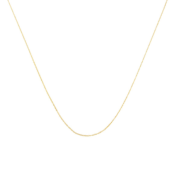 Solid 10K Yellow Gold 0.5mm Slim and Dainty Unisex 18" Rope Chain Necklace