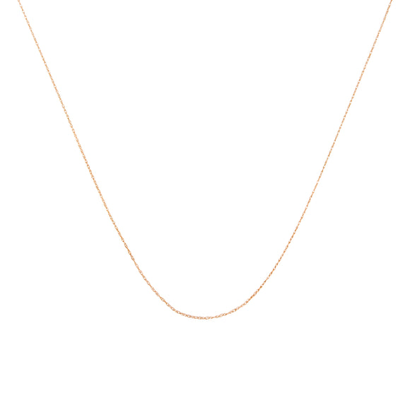 Solid 10K Yellow Gold 0.5mm Slim and Dainty Unisex 18" Rope Chain Necklace