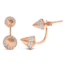 14K Rose Gold 1.00 Cttw Diamond Double Cone Jacket Stud Earring (G-H Color, SI1-SI2 Clarity)-3