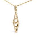 14K Yellow Gold 1.0 Cttw Diamond Studded Geometric Double Pyramid 18" Pendant Necklace (G-H Color, SI1-SI2 Clarity)-3