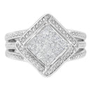 .925 Sterling Silver 2/5 Cttw Princess Cut Diamond Square On Point Cluster Composite Cocktail Ring (H-I Color, SI1-SI2 Clarity) - Size 6-1