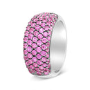 18K White Gold and Black Rhodium Multi Row Pink Sapphire Classic Band Ring - Ring Size 6.5-4