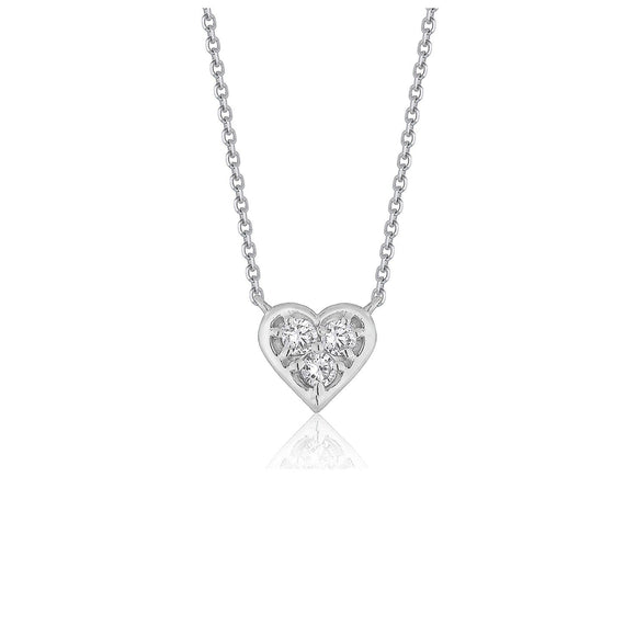 Diamond Heart Design Pendant in 14k White Gold