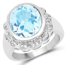 5.39 Carat Genuine Blue Topaz and White Topaz .925 Sterling Silver Ring-1