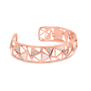 14K Rose Gold 5/8 Cttw Diamond with Pink Tourmaline Open Cuff Bangle with White Enamel (G-H Color, SI1-SI2 Clarity) - 7"-2