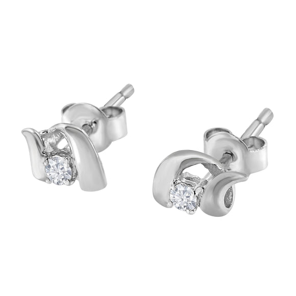 .925 Sterling Silver Round Cut Diamond Fashion Stud Earrings (0.10 cttw, I-J Color, I2-I3 Clarity)