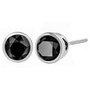 14K White Gold 1/2 Cttw Round Brilliant-Cut Black Diamond Bezel-Set Stud Earrings with Screw Backs (Fancy Color-Enhanced, I2-I3 Clarity)-1