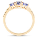 18K Yellow Gold Plated 0.90 Carat Genuine Tanzanite .925 Sterling Silver Ring-2