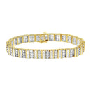 14K Yellow Gold 5.50 Cttw Round and Baguette Diamond Link Bracelet-1