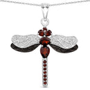 2.29 Carat Genuine Garnet and White Topaz .925 Sterling Silver Pendant-1