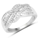 0.64 Carat Genuine White Diamond .925 Sterling Silver Ring-1