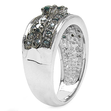 0.27 Carat Genuine Blue Diamond .925 Sterling Silver Ring - 0