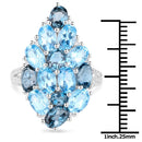 6.69 Carat Genuine Swiss Blue Topaz, London Blue Topaz and White Zircon .925 Sterling Silver Ring-4