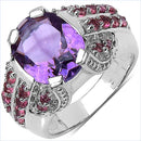 5.37 Carat Genuine Amethyst & Rhodolite .925 Sterling Silver Ring-1
