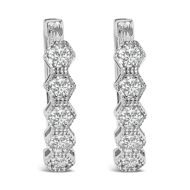 14K Gold 1/2 Cttw Diamond Earring Zig-Zagging Geometric Hoop Earrings (G-H Color, SI1-SI2) - 0