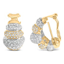 18K Two-Toned Gold 5.00 Cttw Diamond Three-tier Domed Button Omega Back Earrings (G-H Color, VS2-SI1 Clarity)-3