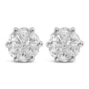 14K White Gold 1.00 Cttw Pie Cut Diamond Solitaire Style Stud Earring (H-I Color, SI1-SI2 Clarity)-1