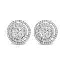 14K Gold 1 3/8 Cttw Diamond Cluster and Double Halo Stud Earring (G-H Color, SI1-SI2 Clarity)-1