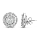 14K Gold 1 3/8 Cttw Diamond Cluster and Double Halo Stud Earring (G-H Color, SI1-SI2 Clarity)-3