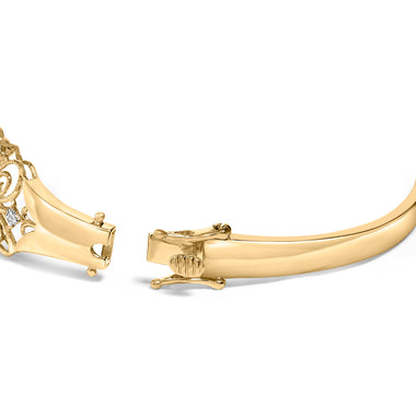 14K Gold 1.00 Cttw Diamond Vintage Inspired Floral Bangle Bracelet (H-I Color, SI1-SI2 Clarity) - 7.75" Inches - 0